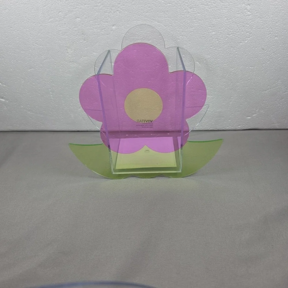 Kids Desk Organizers Clear Rainbow‎ and Flower Catchall Set of 2